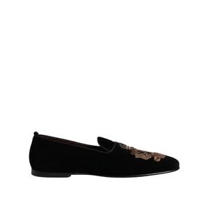 Dolce & Gabbana Black Velvet Gold Crown Mens Loafers Men's Shoes
